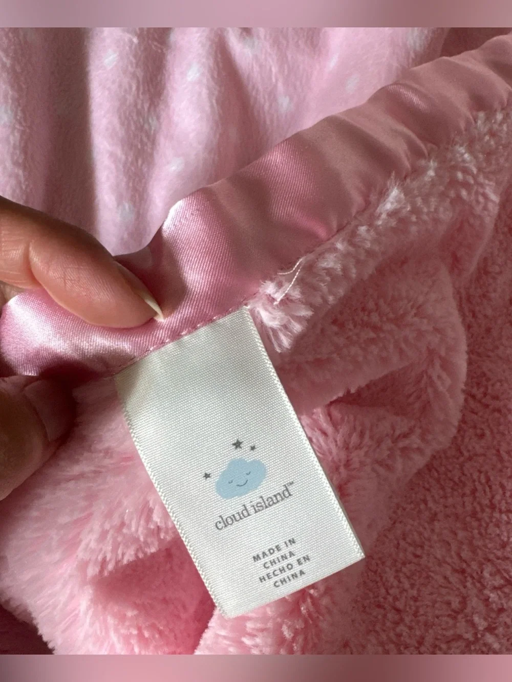 Cloud Island Security Blanket Lovey White Plush Bunny Rabbit Pink Polka Dot Soft
